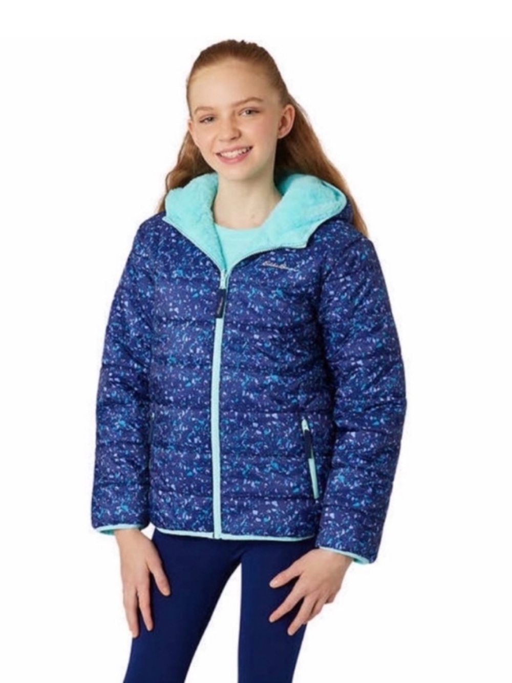 Eddie Bauer Girls Plush Warm Reversible Jacket size Large 14/16